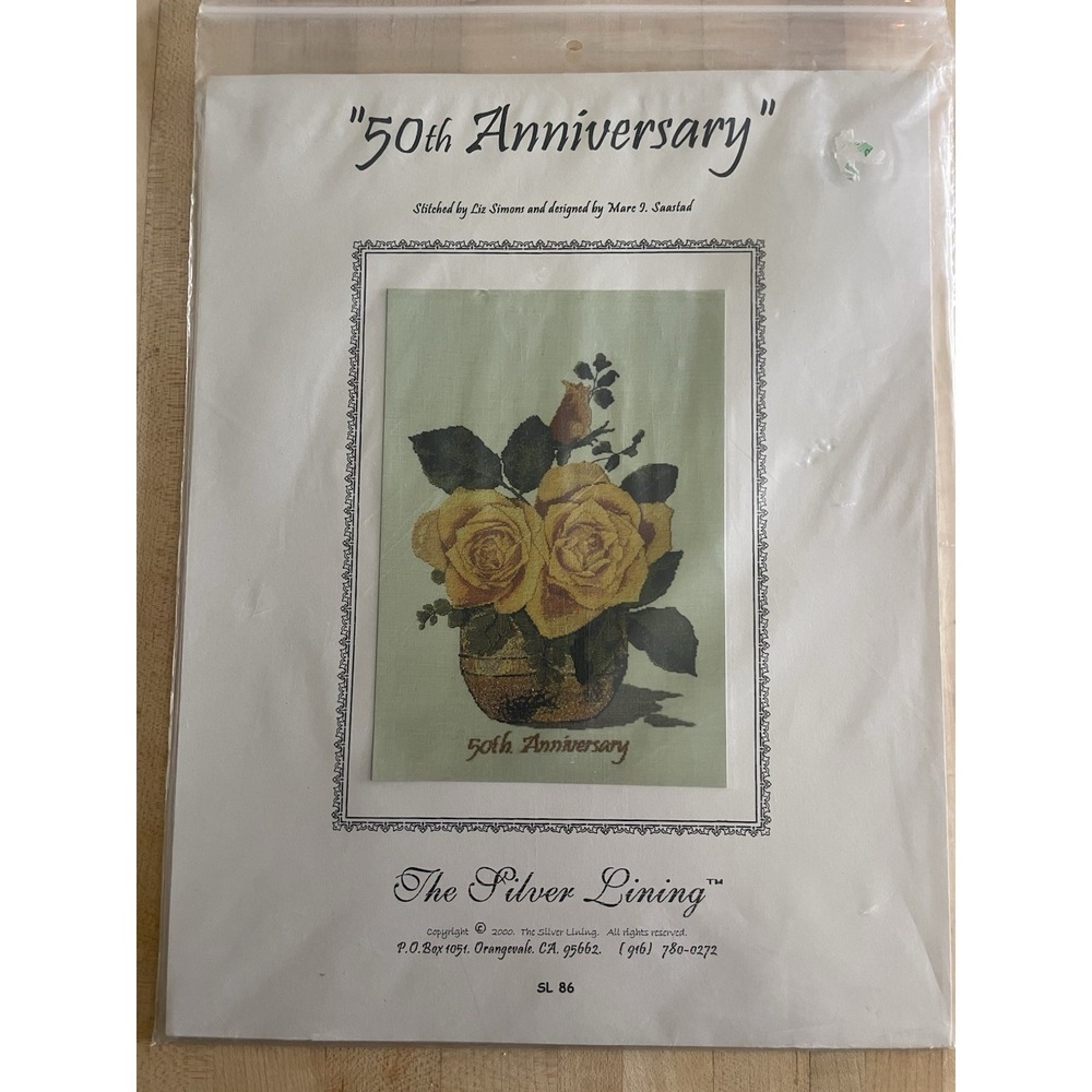 Vtg 50th ANNIVERSARY ROSE Cross Stitch Pattern Booklet Leaflet The Silver Lining